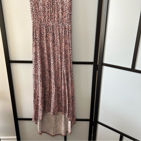 [XS] Joe Fresh 100% Rayon Ruffled Pink & White Speckled Print Flowy Maxi Dress - Picture 7 of 9